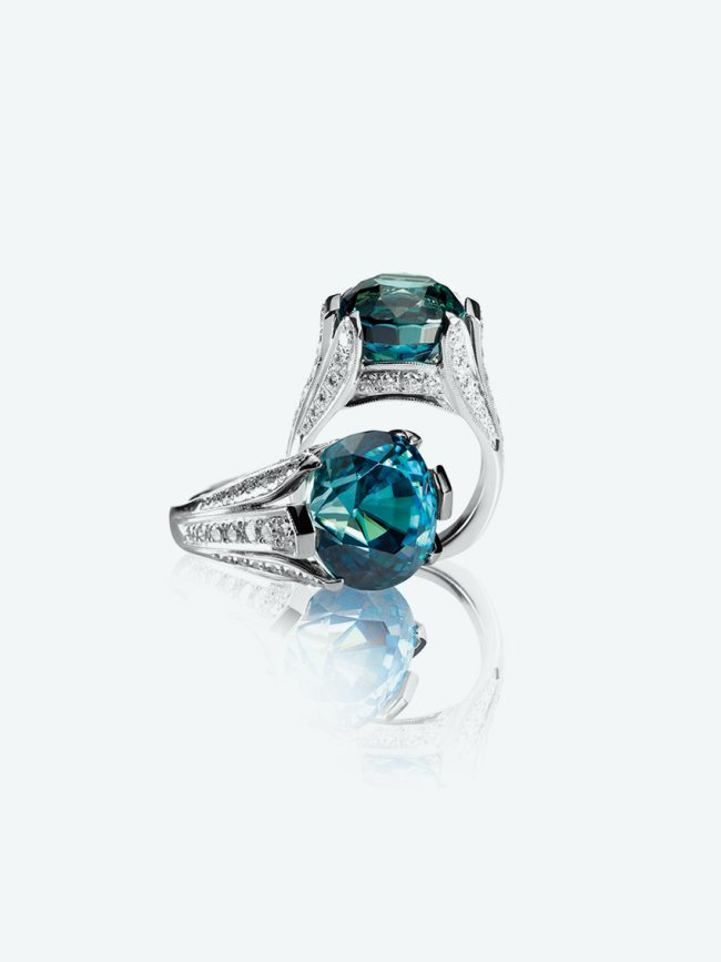 Two green blue turquoise
